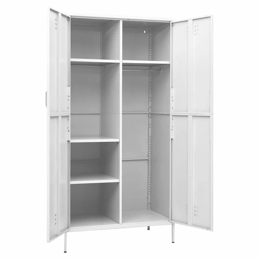 Garde-robe Blanc 90x50x180 cm Acier - 6