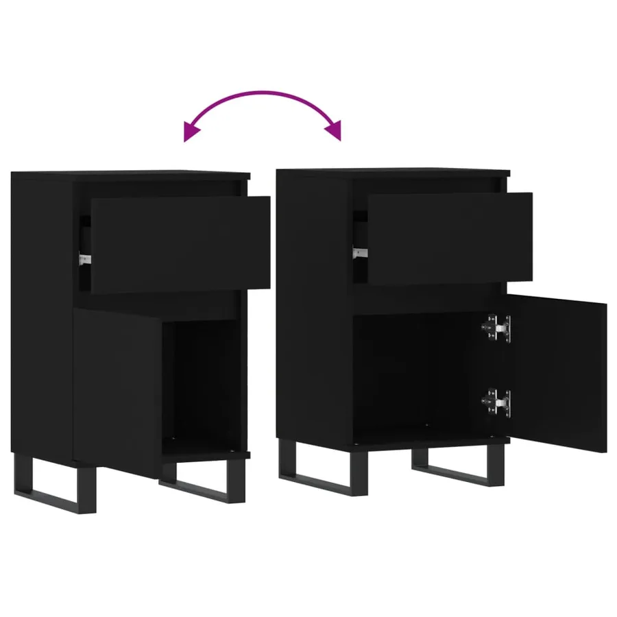Buffets 2 pcs noir 40x35x70 cm bois d’ingénierie - 10