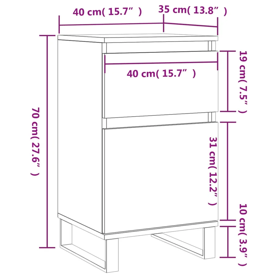 Buffets 2 pcs noir 40x35x70 cm bois d’ingénierie - 13
