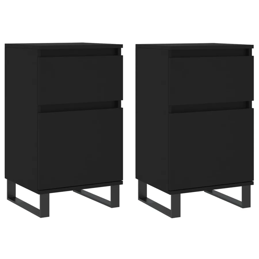 Buffets 2 pcs noir 40x35x70 cm bois d’ingénierie - 2