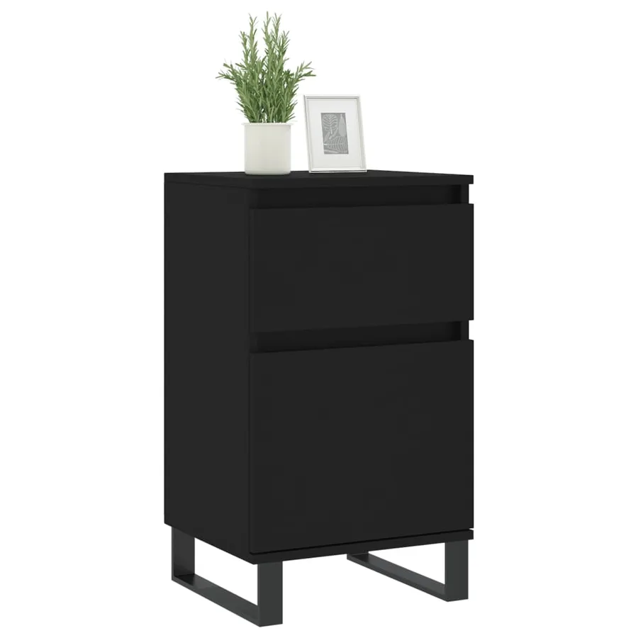 Buffets 2 pcs noir 40x35x70 cm bois d’ingénierie - 3