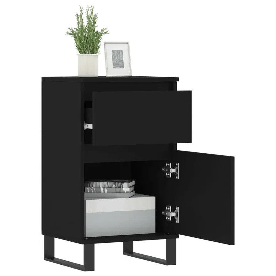 Buffets 2 pcs noir 40x35x70 cm bois d’ingénierie - 4