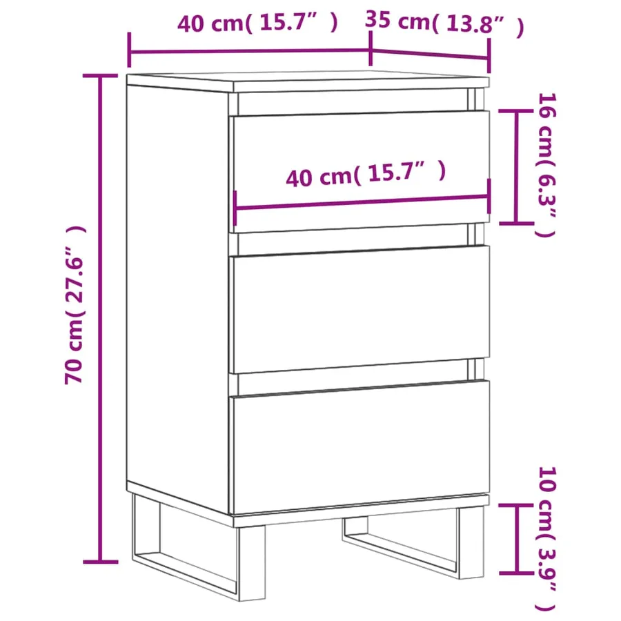 Buffet sonoma gris 40x35x70 cm bois d'ingénierie - 11