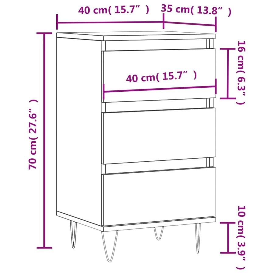 Buffet chêne fumé 40x35x70 cm bois d'ingénierie - 11