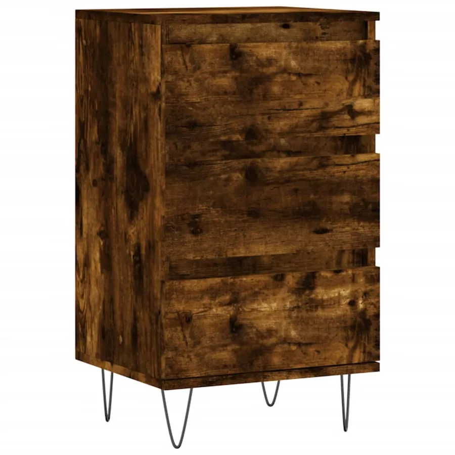 Buffet chêne fumé 40x35x70 cm bois d'ingénierie - 2