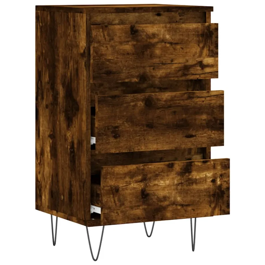 Buffet chêne fumé 40x35x70 cm bois d'ingénierie - 6