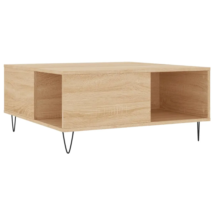 Table basse chêne sonoma 80x80x36,5 cm bois d'ingénierie - 2