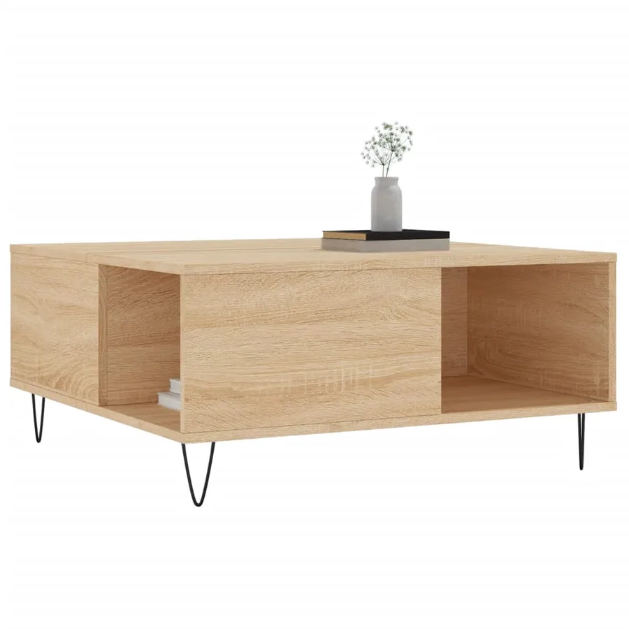 Table basse chêne sonoma 80x80x36,5 cm bois d'ingénierie - 3