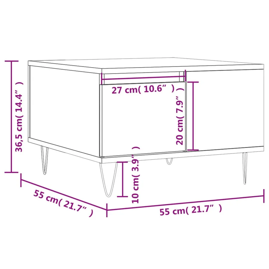 Table basse noir 55x55x36,5 cm bois d'ingénierie - 11