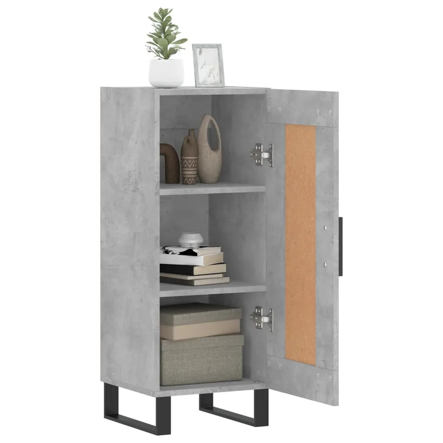 Buffet Gris béton 34,5x34x90 cm Bois d'ingénierie - 4