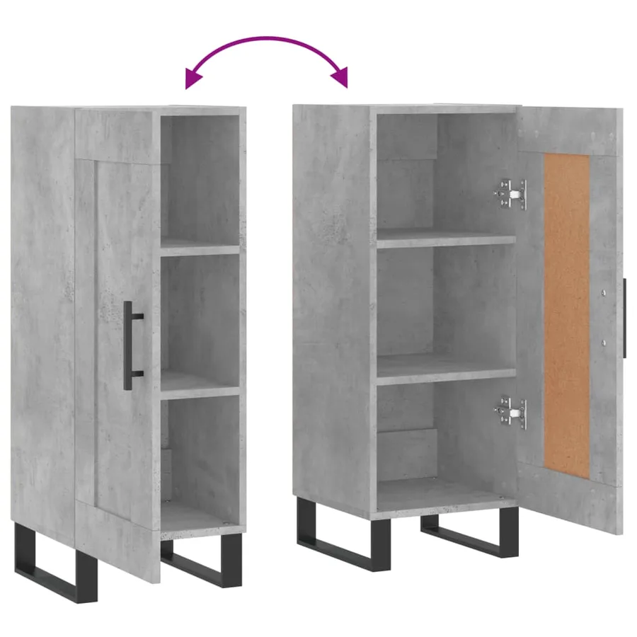 Buffet Gris béton 34,5x34x90 cm Bois d'ingénierie - 9