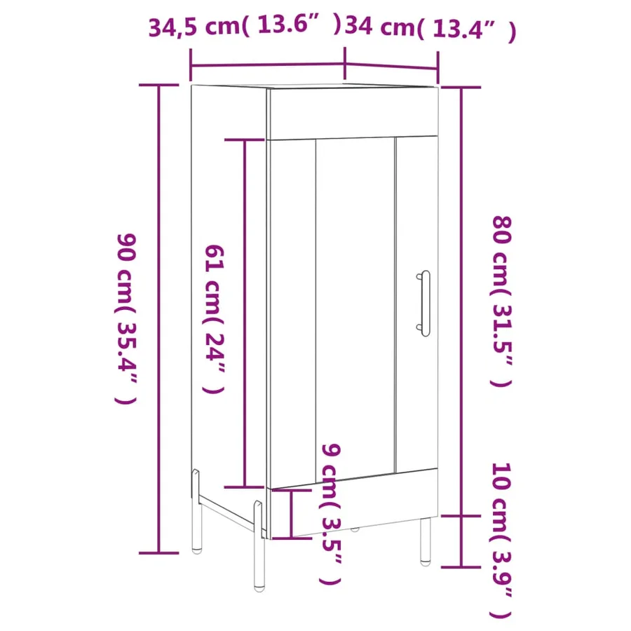 Buffet Sonoma gris 34,5x34x90 cm Bois d'ingénierie - 13