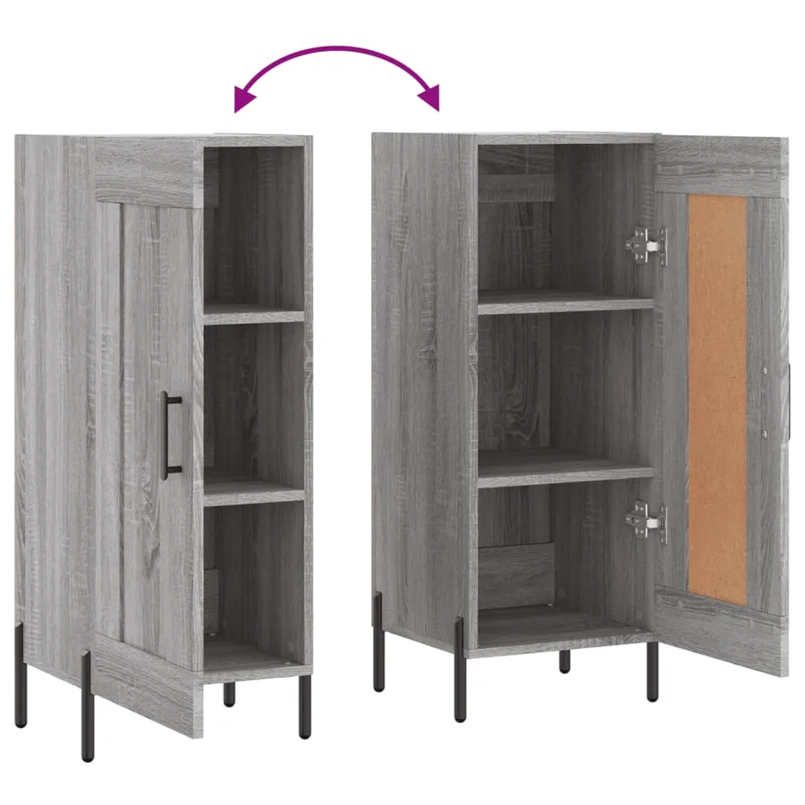 Buffet Sonoma gris 34,5x34x90 cm Bois d'ingénierie - 9