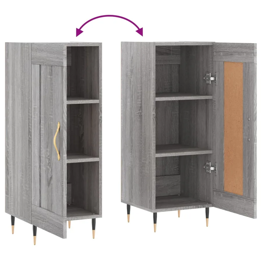 Buffet Sonoma gris 34,5x34x90 cm Bois d'ingénierie - 9