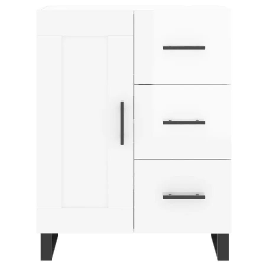 Buffet Blanc brillant 69,5x34x90 cm Bois d'ingénierie - 5