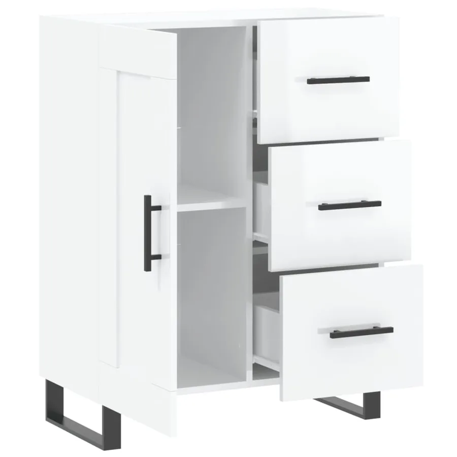 Buffet Blanc brillant 69,5x34x90 cm Bois d'ingénierie - 6
