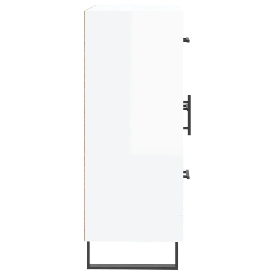 Buffet Blanc brillant 69,5x34x90 cm Bois d'ingénierie - 7