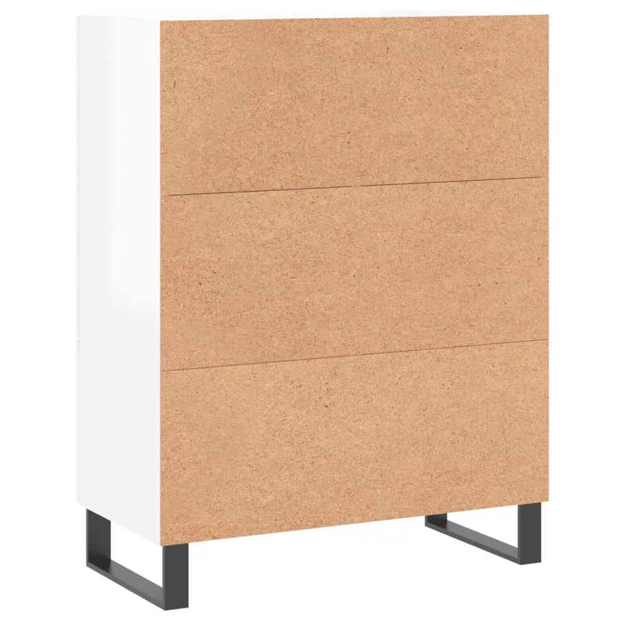Buffet Blanc brillant 69,5x34x90 cm Bois d'ingénierie - 8