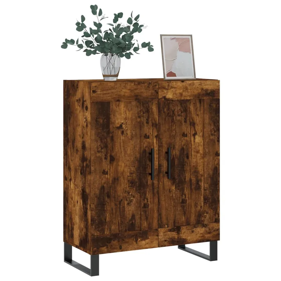 Buffet chêne fumé 69,5x34x90 cm bois d'ingénierie - 3