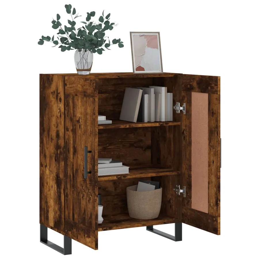 Buffet chêne fumé 69,5x34x90 cm bois d'ingénierie - 4