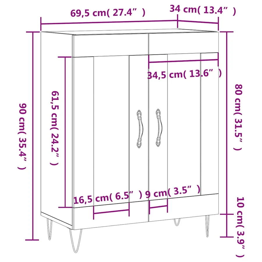 Buffet sonoma gris 69,5x34x90 cm bois d'ingénierie - 12