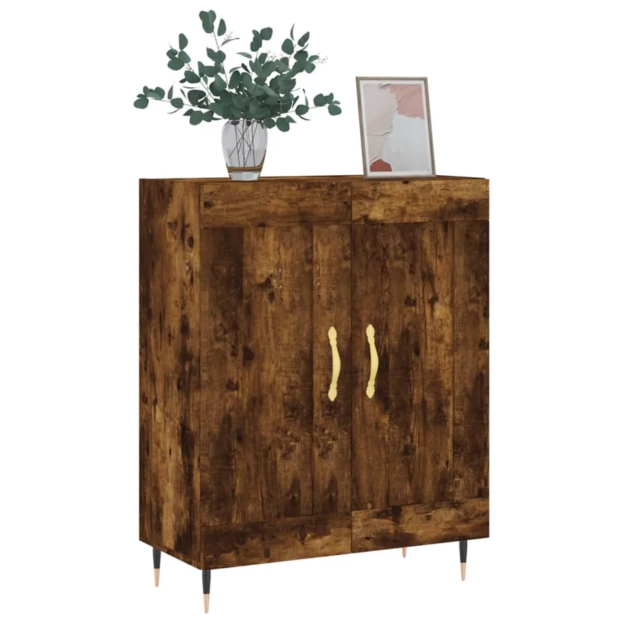 Buffet chêne fumé 69,5x34x90 cm bois d'ingénierie - 3