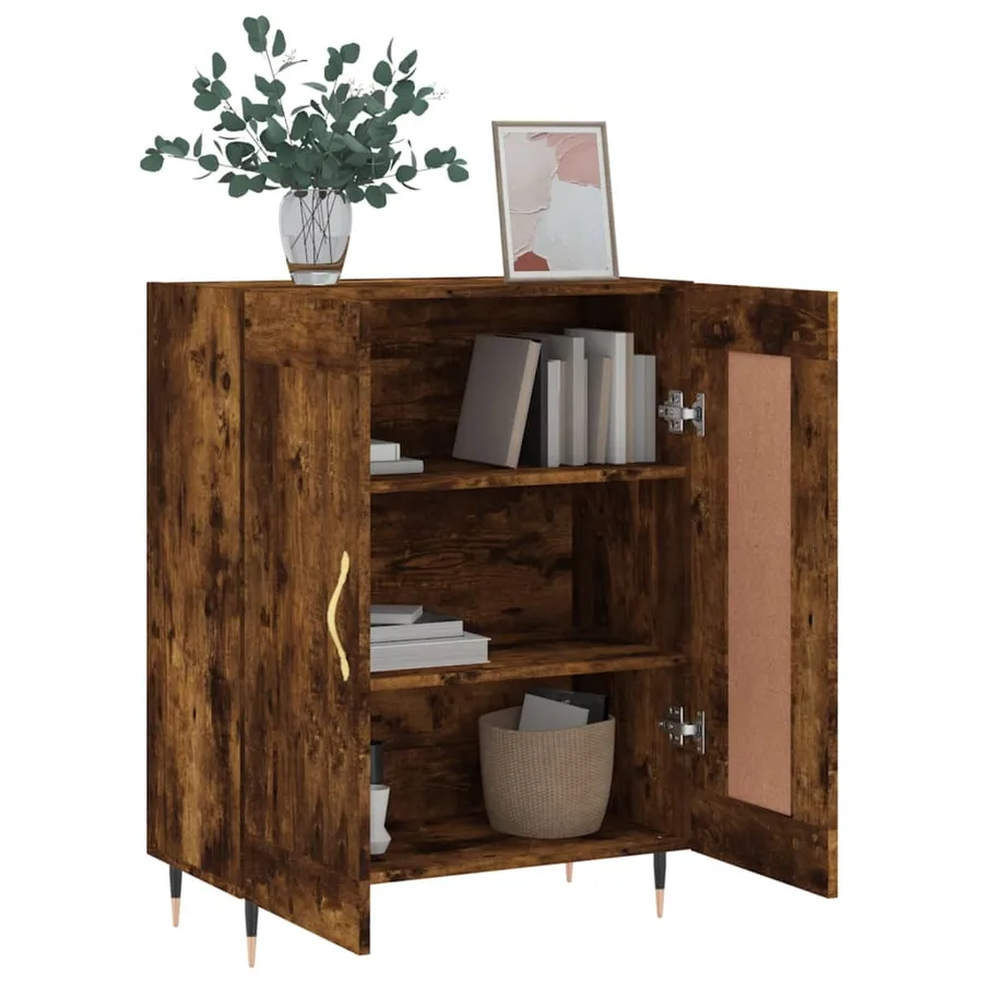 Buffet chêne fumé 69,5x34x90 cm bois d'ingénierie - 4