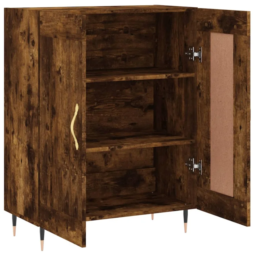 Buffet chêne fumé 69,5x34x90 cm bois d'ingénierie - 6