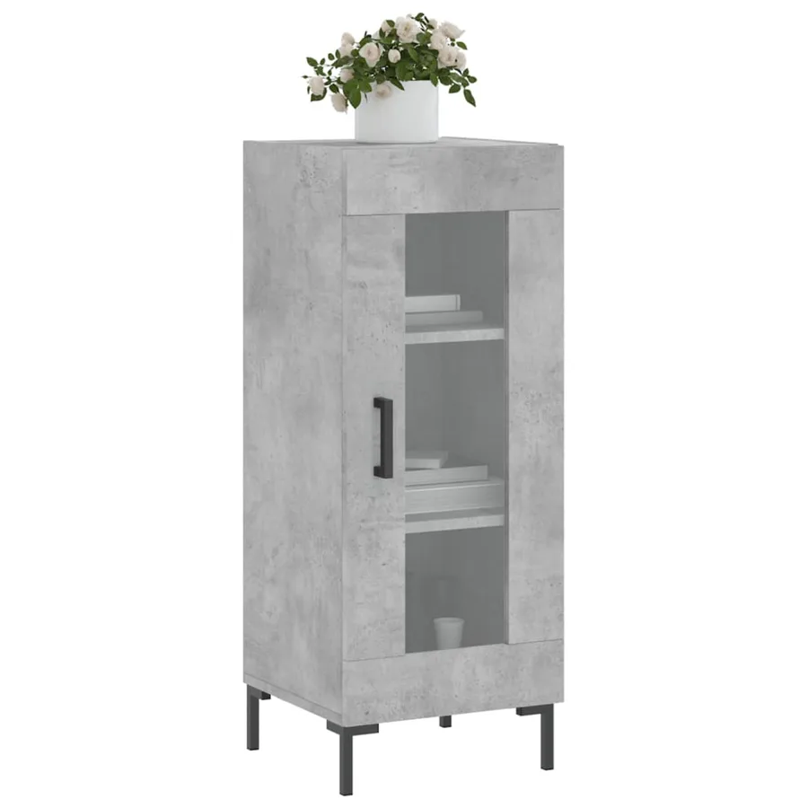 Buffet Gris béton 34,5x34x90 cm Bois d'ingénierie - 3