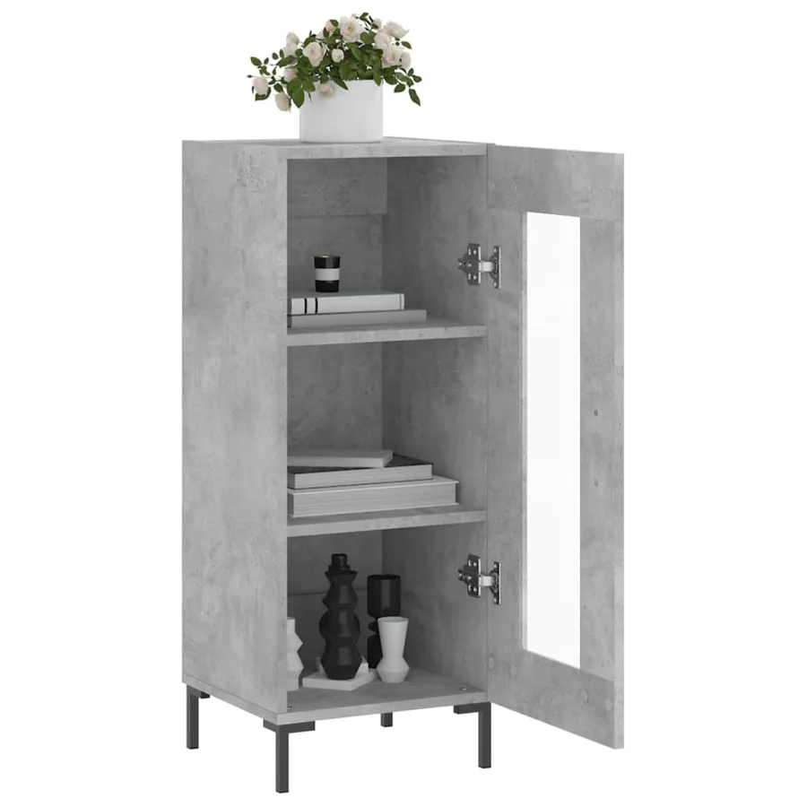 Buffet Gris béton 34,5x34x90 cm Bois d'ingénierie - 4