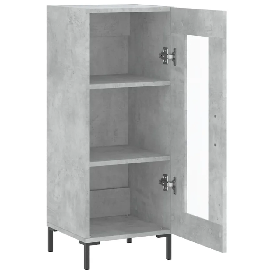 Buffet Gris béton 34,5x34x90 cm Bois d'ingénierie - 6