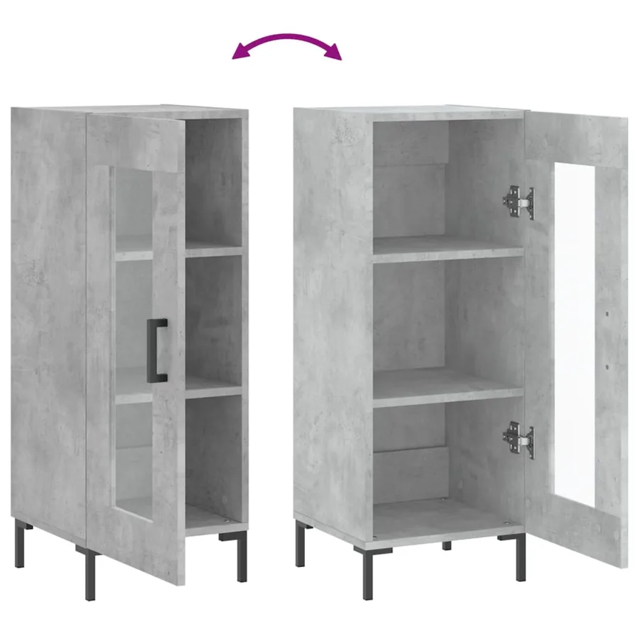 Buffet Gris béton 34,5x34x90 cm Bois d'ingénierie - 9