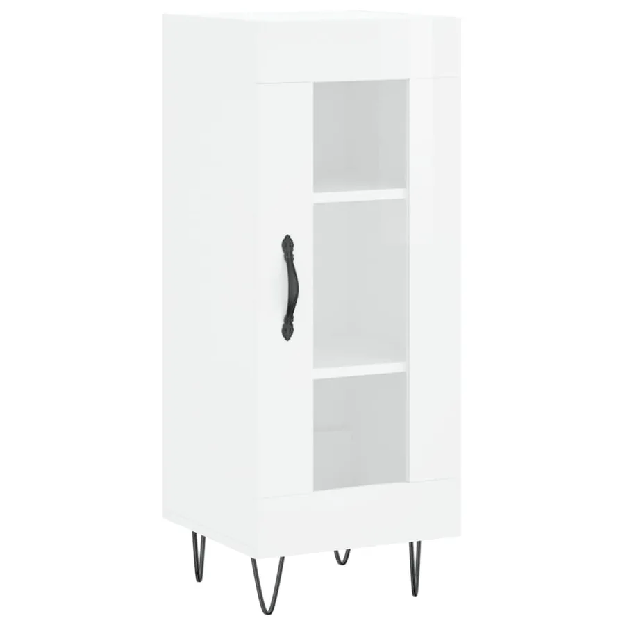 Buffet Blanc brillant 34,5x34x90 cm Bois d'ingénierie - 2
