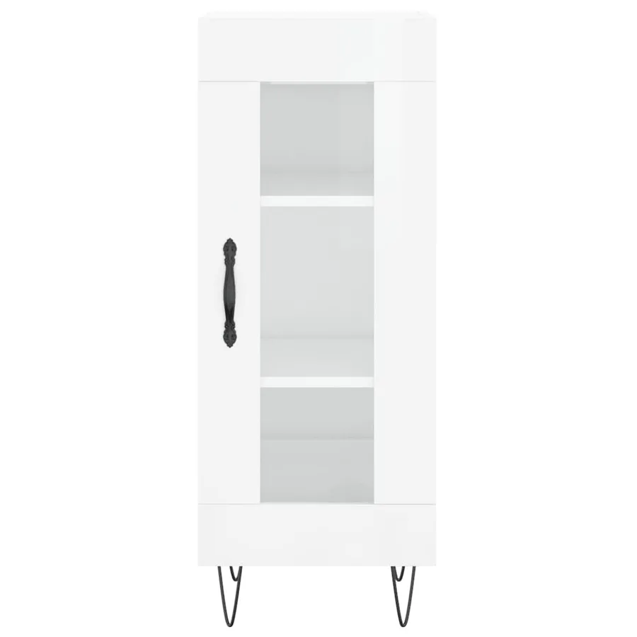 Buffet Blanc brillant 34,5x34x90 cm Bois d'ingénierie - 5