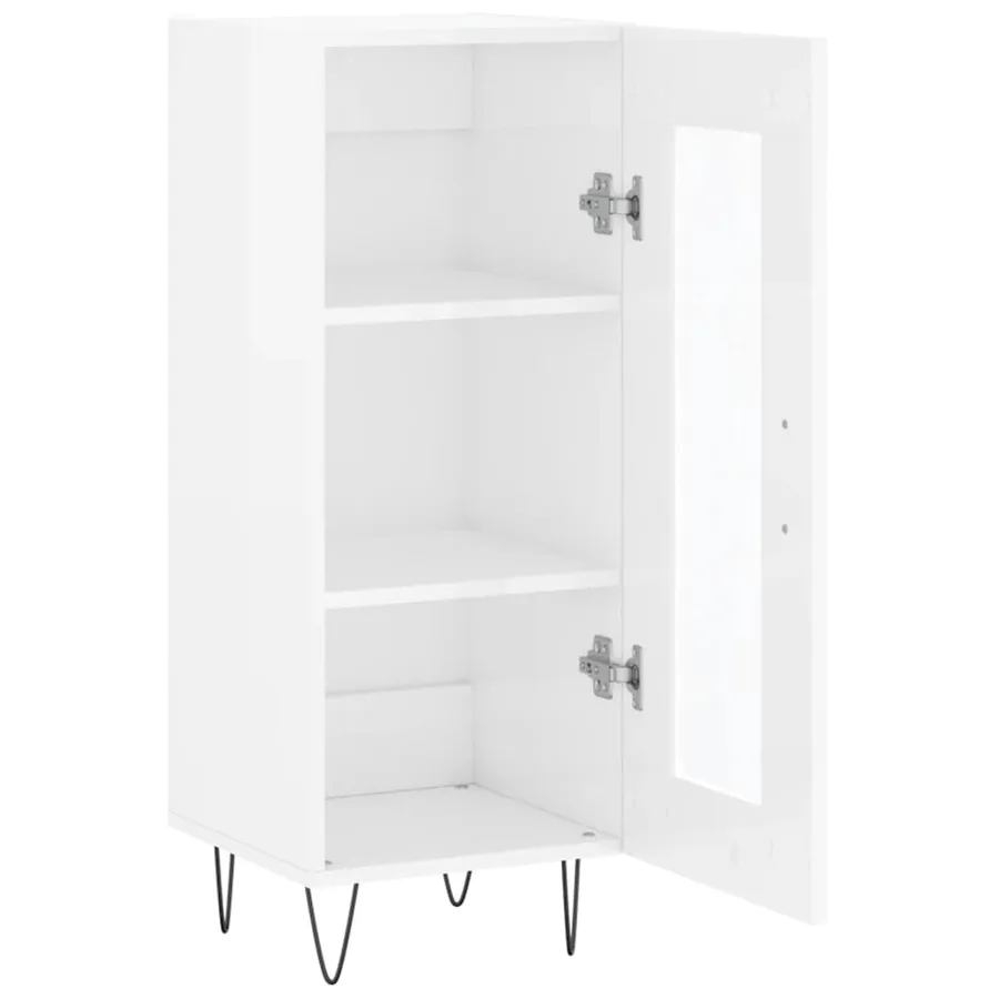 Buffet Blanc brillant 34,5x34x90 cm Bois d'ingénierie - 6