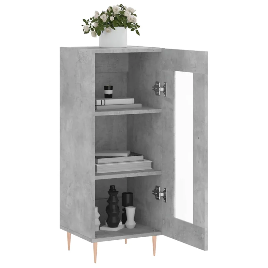 Buffet Gris béton 34,5x34x90 cm Bois d'ingénierie - 4