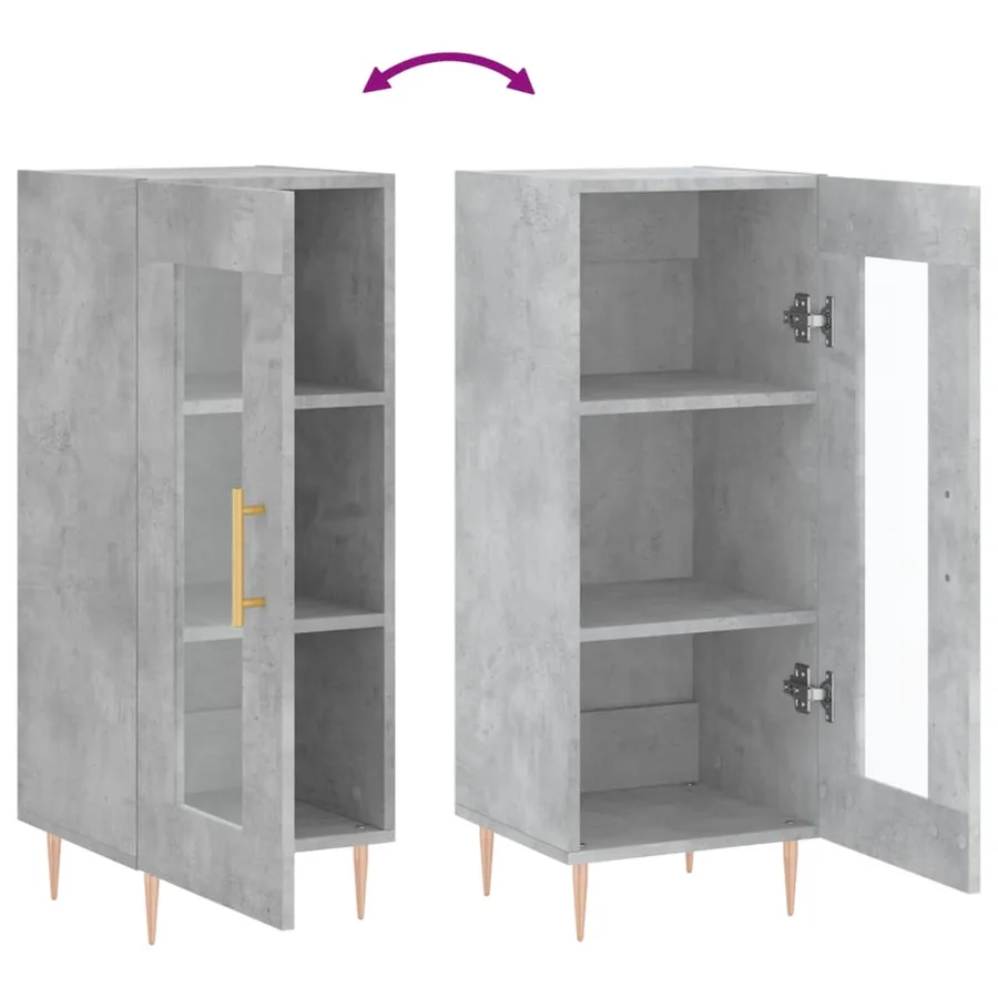 Buffet Gris béton 34,5x34x90 cm Bois d'ingénierie - 9