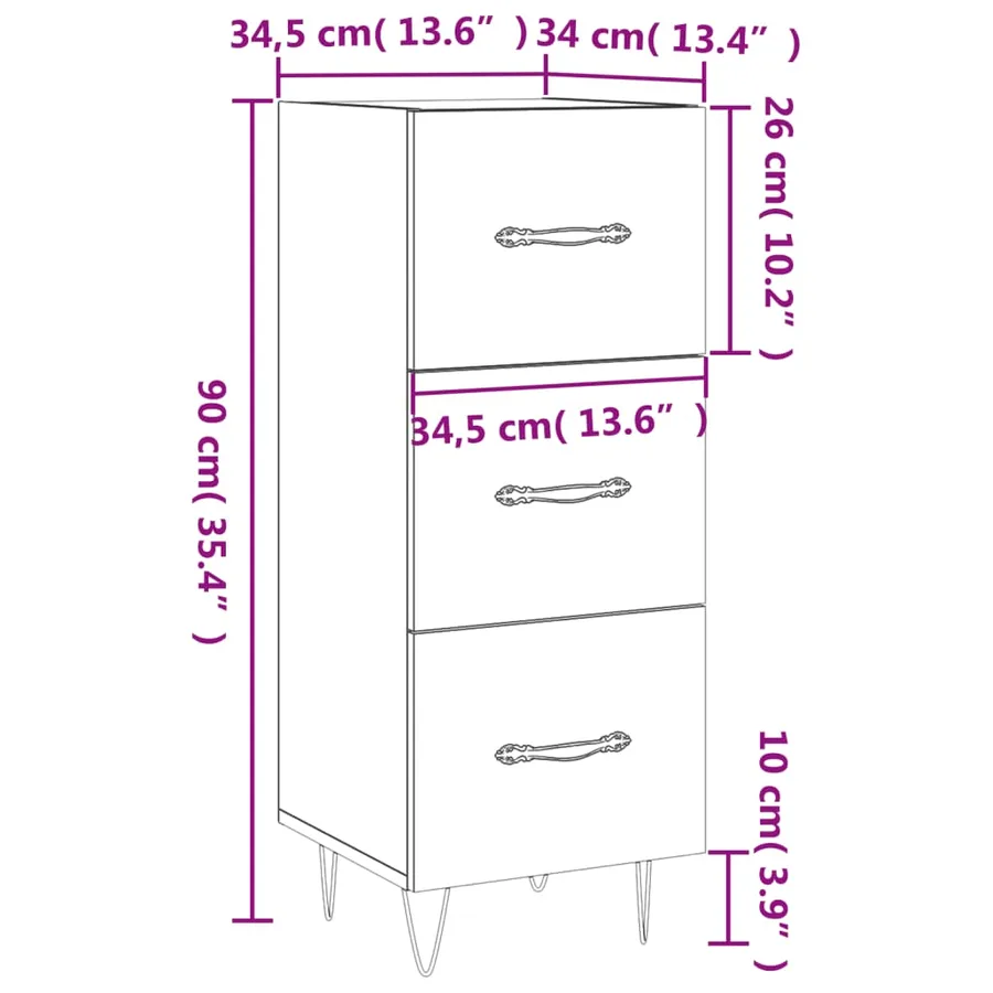 Buffet Blanc brillant 34,5x34x90 cm Bois d'ingénierie - 12