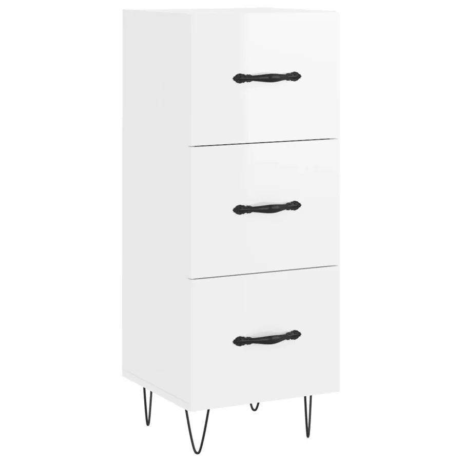 Buffet Blanc brillant 34,5x34x90 cm Bois d'ingénierie - 2