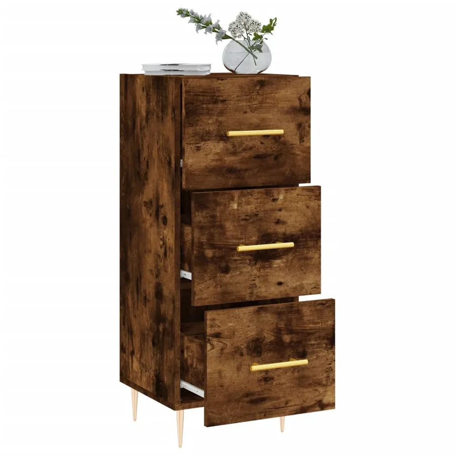 Buffet Chêne fumé 34,5x34x90 cm Bois d'ingénierie - 4