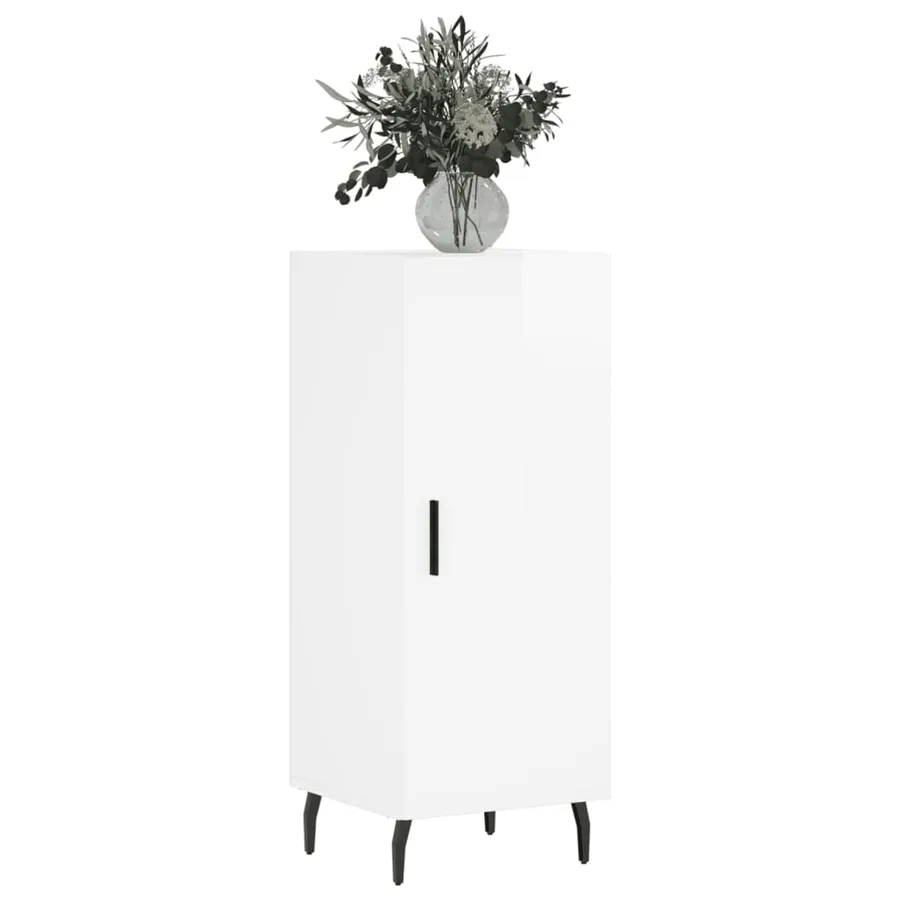 Buffet Blanc brillant 34,5x34x90 cm Bois d'ingénierie - 3