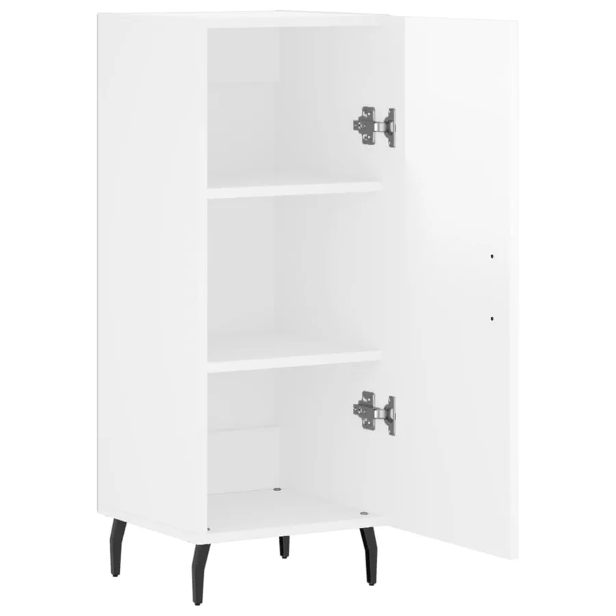 Buffet Blanc brillant 34,5x34x90 cm Bois d'ingénierie - 5