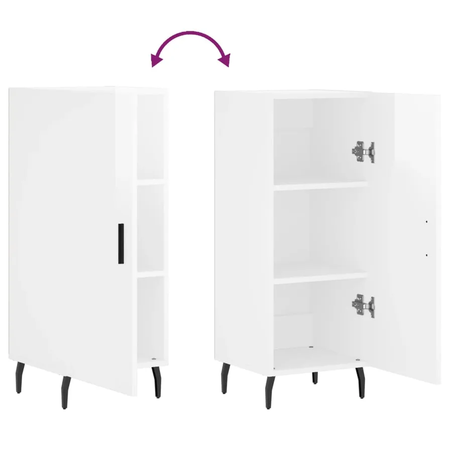 Buffet Blanc brillant 34,5x34x90 cm Bois d'ingénierie - 9