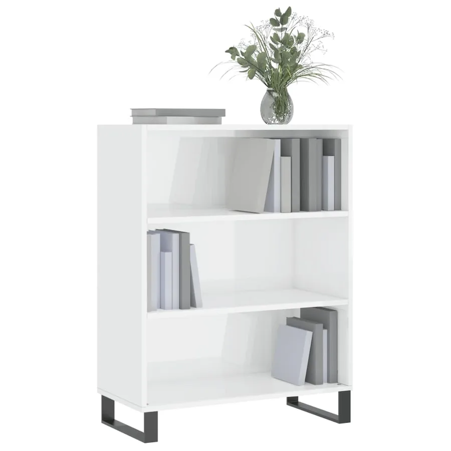 Armoire à étagères blanc brillant 69,5x32,5x90 cm - 3
