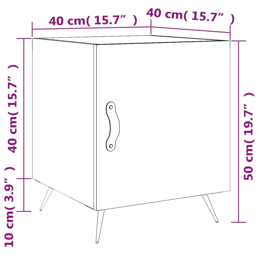Table de chevet blanc brillant 40x40x50 cm bois d’ingénierie - 13