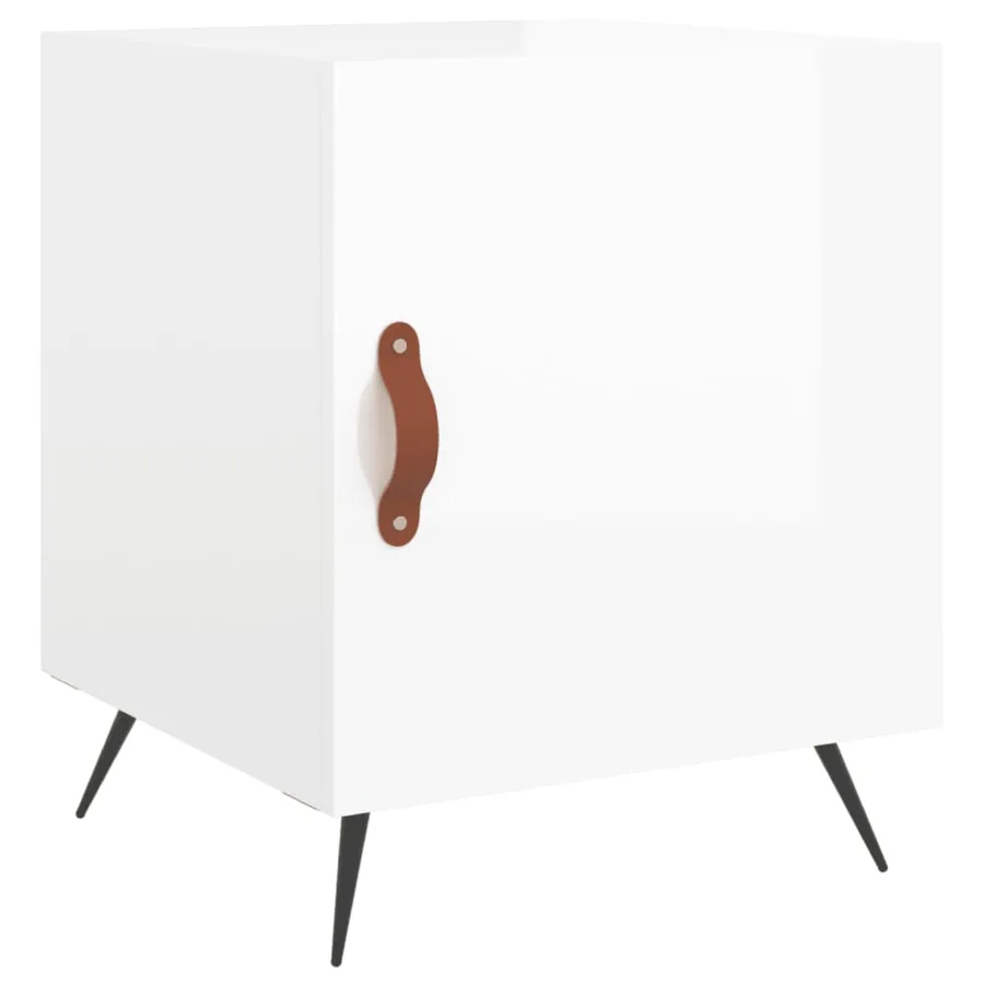 Table de chevet blanc brillant 40x40x50 cm bois d’ingénierie - 2