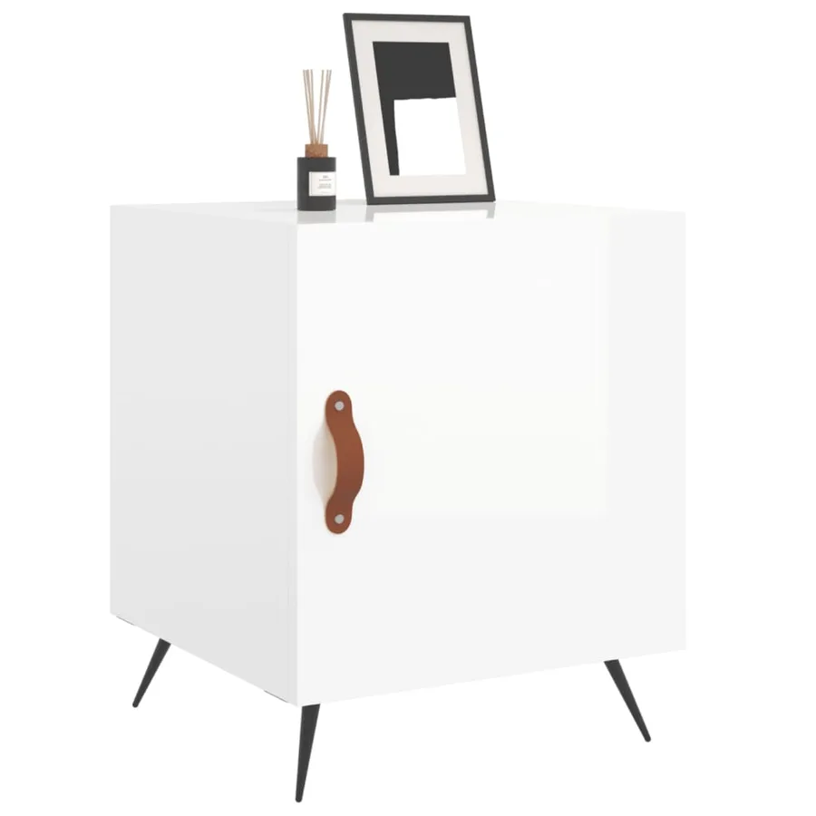 Table de chevet blanc brillant 40x40x50 cm bois d’ingénierie - 9