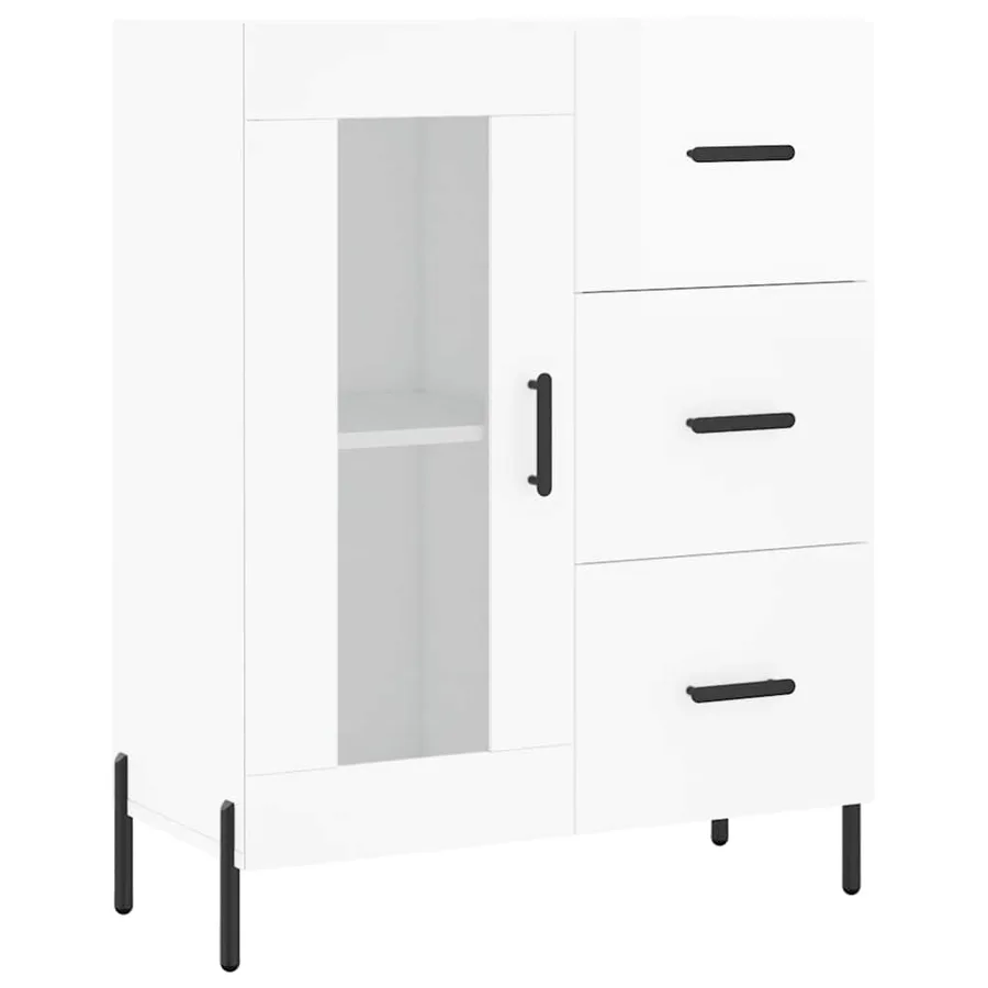 Buffet Blanc brillant 69,5x34x90 cm Bois d'ingénierie - 2