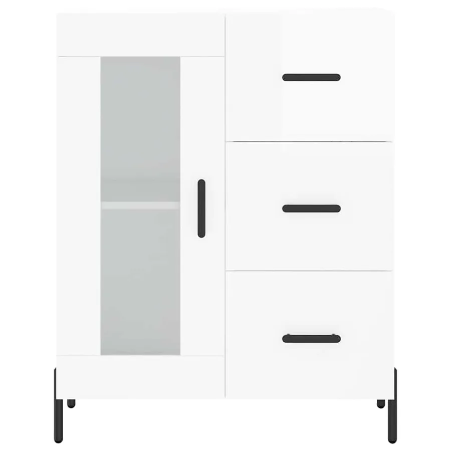 Buffet Blanc brillant 69,5x34x90 cm Bois d'ingénierie - 5