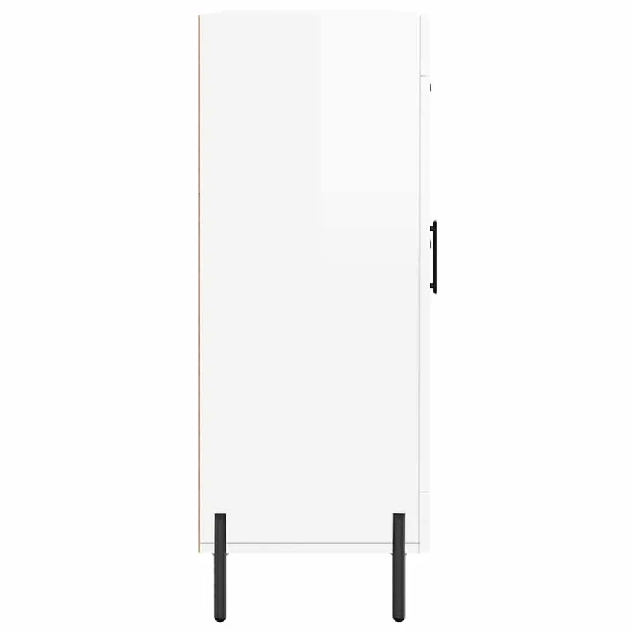 Buffet Blanc brillant 69,5x34x90 cm Bois d'ingénierie - 7
